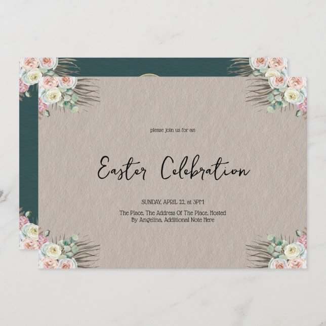 Easter Celebration, Brunch, Traditional Catholic Invitation (Front/Back)