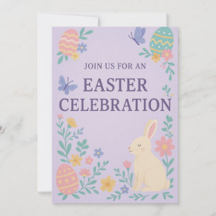 Easter Celebration Invitation   Pastel Bunny