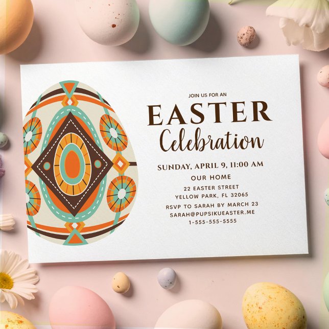  Easter Celebration with Vintage Painted egg  Invitation (Creator Uploaded)