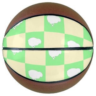 Easter Chequerboard Pattern with White Chick Motif Basketball