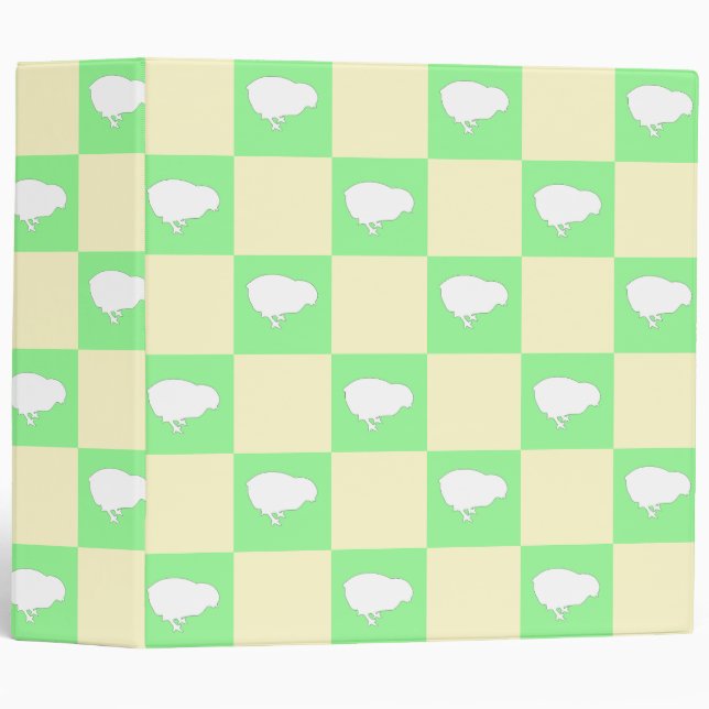 Easter Chequerboard Pattern with White Chick Motif Binder (Front/Spine)