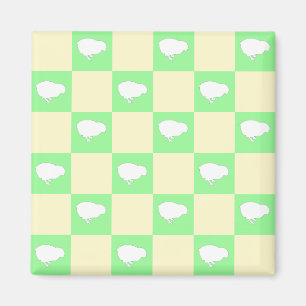 Easter Chequerboard Pattern with White Chick Motif Magnet