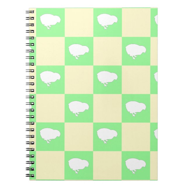 Easter Chequerboard Pattern with White Chick Motif Notebook (Front)