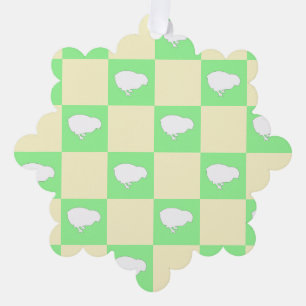 Easter Chequerboard Pattern with White Chick Motif Ornament Card