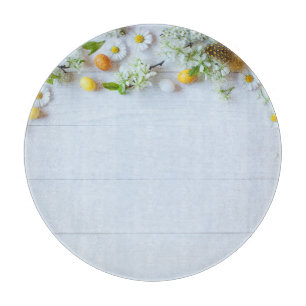 Easter Cherry Plum: Yellow Eggs. Cutting Board