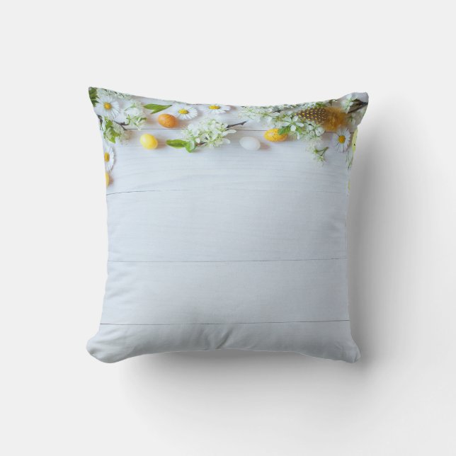 Easter Cherry Plum: Yellow Eggs. Throw Pillow (Front)