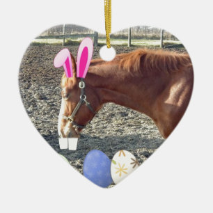 Easter Chestnut Horse Ceramic Ornament