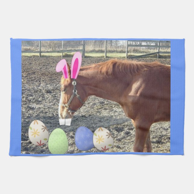Easter Chestnut Horse Kitchen Towel (Horizontal)