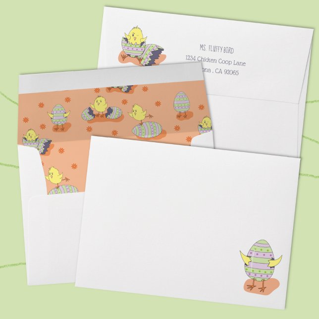 Easter Chick and Egg Personalized Envelope (Funny Easter chick envelope .)