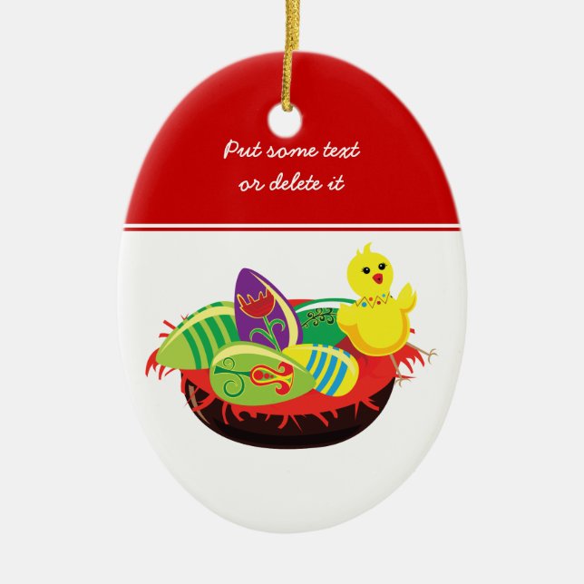 Easter chick and eggs custom ornament (Front)