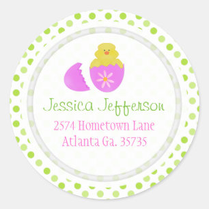 Easter Chick And Polka-dot Address Stickers