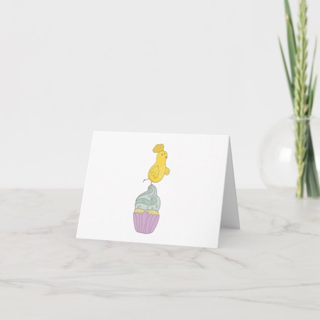 Easter Chick, Chicken on Cupcake BLANK  Card (Front)