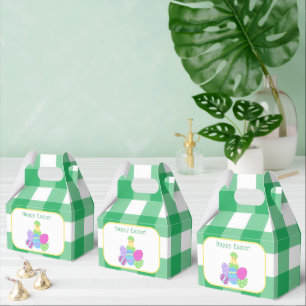 EASTER Chick Eggs and bold green check  Favor Box