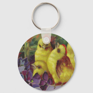 Easter Chick Greetings Keychain