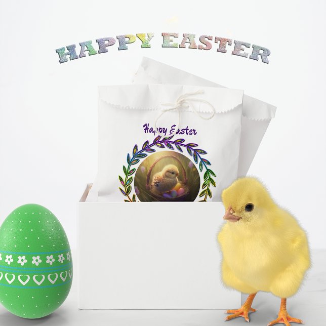 Easter Chick In An Egg Basket Personalized Favour Bag (Creator Uploaded)