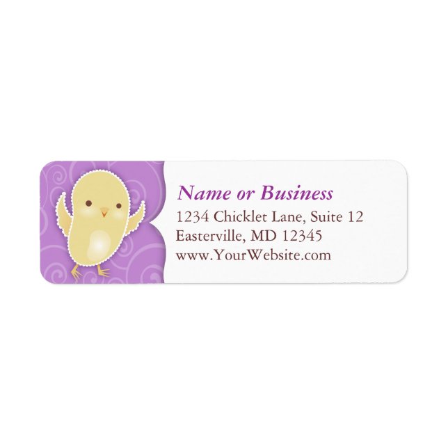 Easter Chick on Purple - Custom Address Labels (Front)