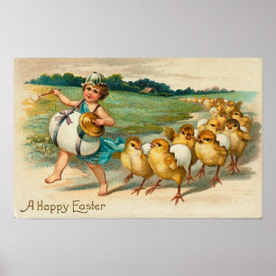 Easter Chick Parade Vintage Poster