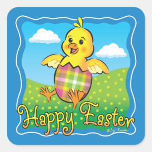 Easter Chick Square Stickers