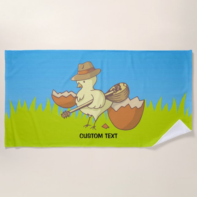 Easter Chick with Bouzouki Beach Towel (Front)