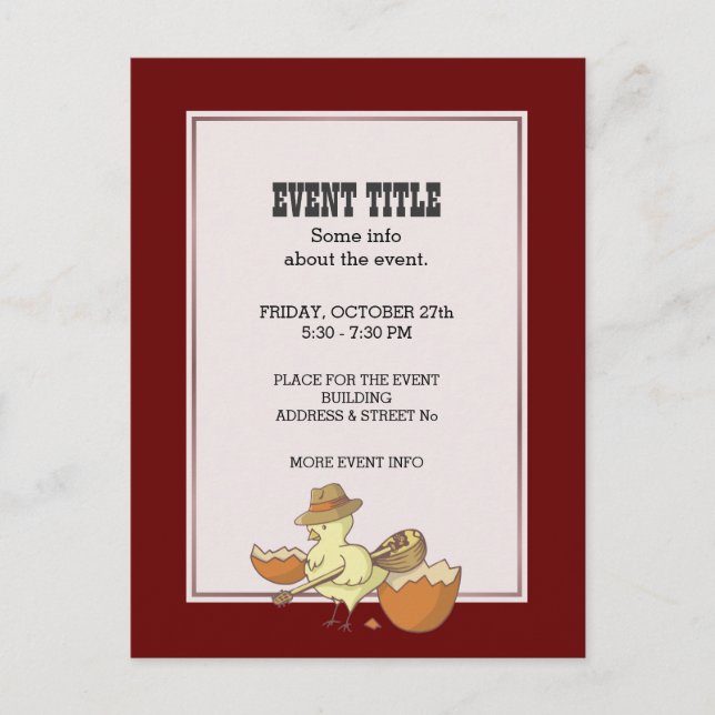 Easter Chick with Bouzouki Holiday Postcard (Front)