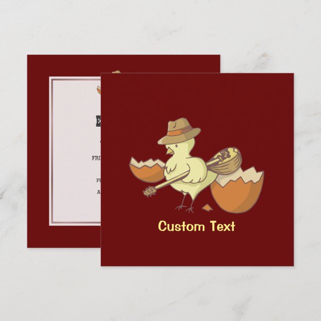 Easter Chick with Bouzouki Invitation (Front/Back)