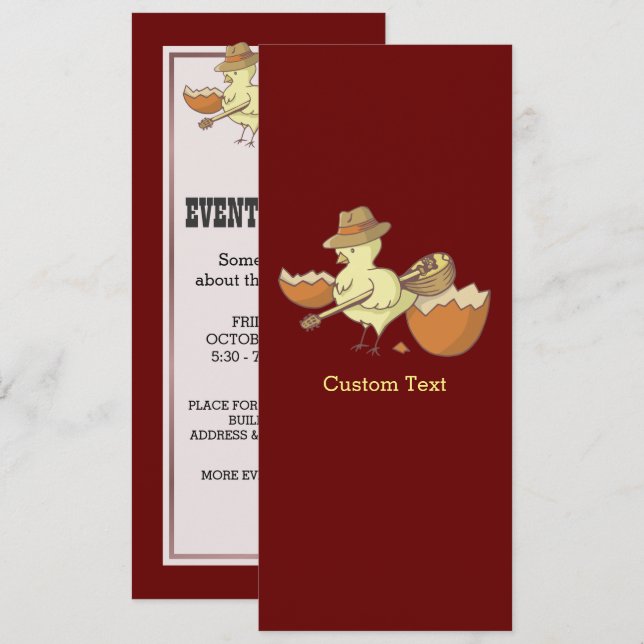 Easter Chick with Bouzouki Invitation (Front/Back)