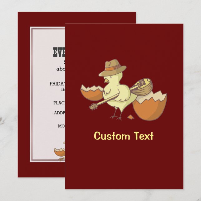 Easter Chick with Bouzouki Invitation (Front/Back)