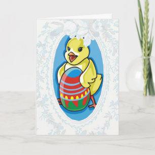 Easter Chick With Egg Card