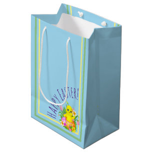 Easter Chick With Flowers Medium Gift Bag