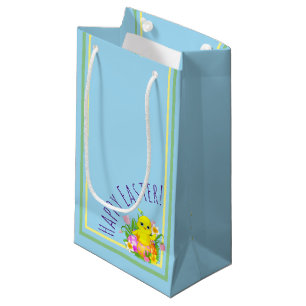 Easter Chick With Flowers Small Gift Bag