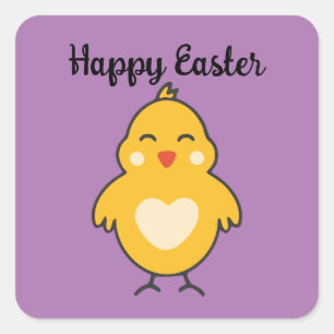 Easter Chick With White Heart Sticker
