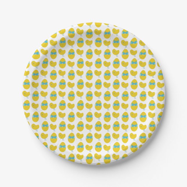 Easter Chicken and Egg Pattern Paper Plate (Front)