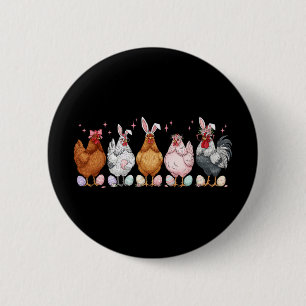 Easter Chicken Bunnies Ears Rooster Poultry Farm B 2 Inch Round Button