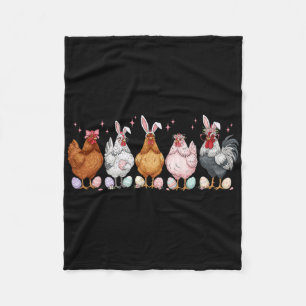 Easter Chicken Bunnies Ears Rooster Poultry Farm B Fleece Blanket