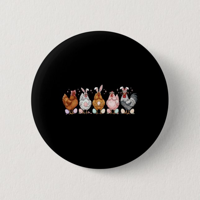 Easter Chicken Bunnies Ears Rooster Poultry Farmer 2 Inch Round Button (Front)