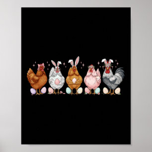 Easter Chicken Bunnies Ears Rooster Poultry Farmer Poster