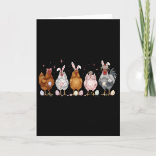 Easter Chicken Bunnies Farmer Rooster Poultry Farm Card