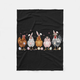 Easter Chicken Bunnies Farmer Rooster Poultry Farm Fleece Blanket