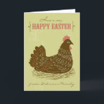 Easter Chicken Green Rustic Happy Easter Card<br><div class="desc">Send Easter greetings to family and friends with this customizable Happy Easter card. It features illustrations of a brown chicken in a nest. Personalize by adding your details. Rustic and unique,  it's a great Easter greeting card for your friends and families.</div>