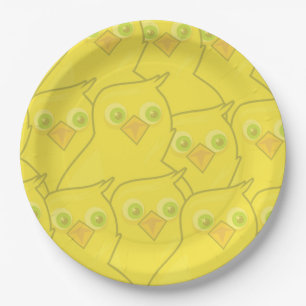 Easter Chickens Bright Yellow Cartoon Pattern Paper Plate