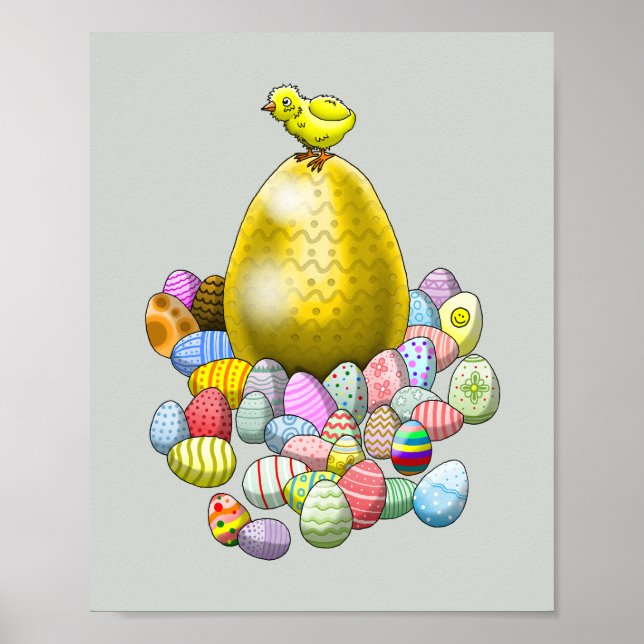 Easter chicken's easter eggs Poster (Front)