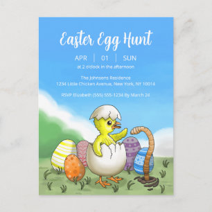 Easter Chicken's Egg Hunt Invitation Postcard