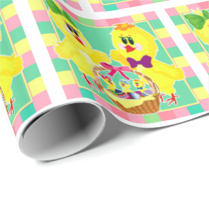 Easter Chicks And Basket Of Chicks and Eggs Wrapping Paper