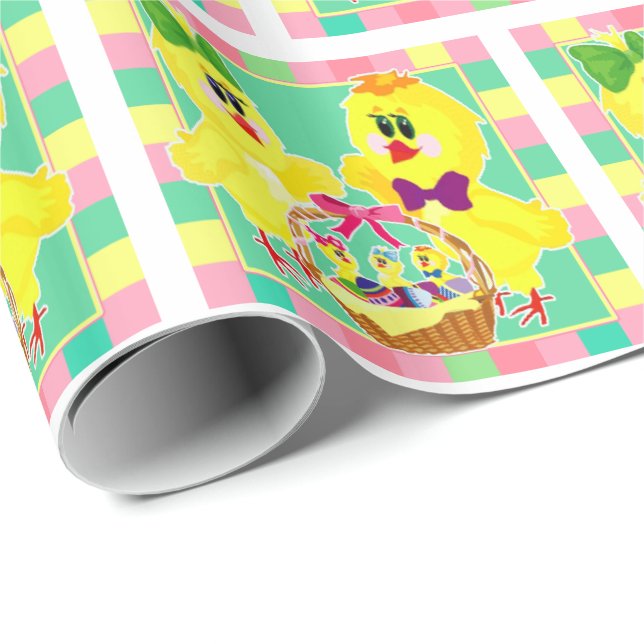 Easter Chicks And Basket Of Chicks and Eggs Wrapping Paper (Roll Corner)