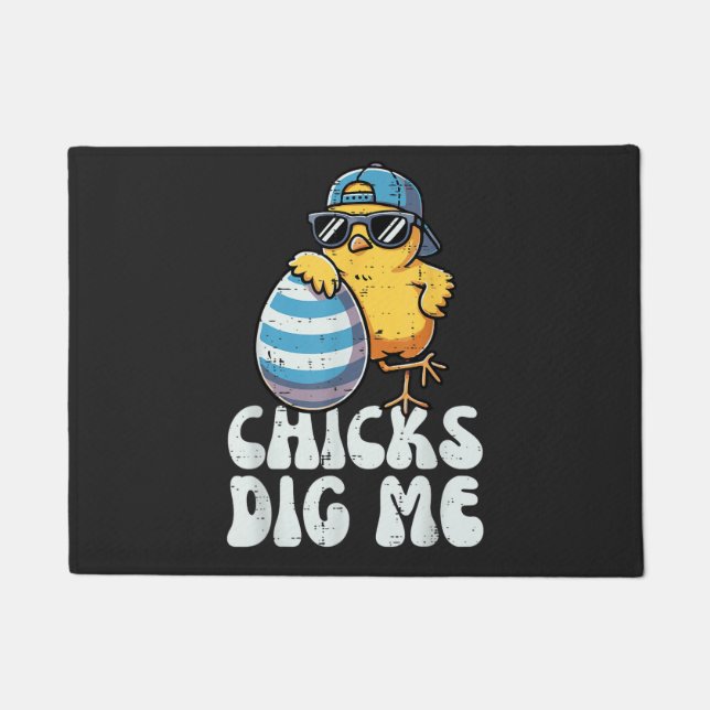 Easter Chicks Dig Me Cute Egg Doormat (Front)