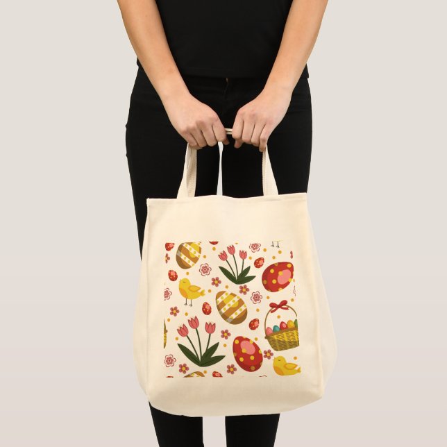 Easter Chicks Flowers Eggs Celebration Tote Bag (Front (Product))
