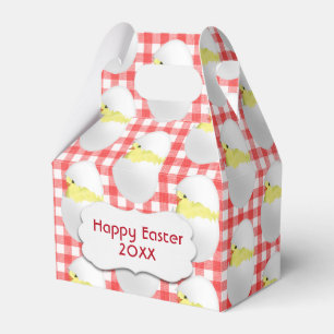Easter Chicks In Egg On Gingham Favor Box