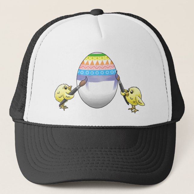 Easter chicks paint the Easter egg Trucker Hat (Front)