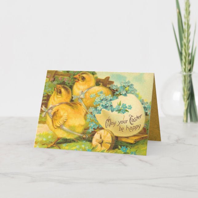 Easter Chicks with Egg Holiday Card (Front)