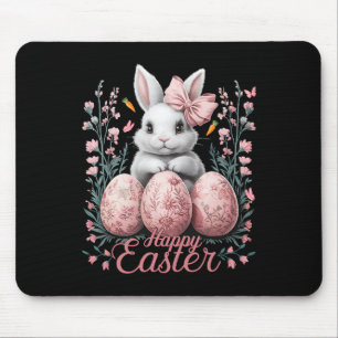 Easter Chinoiserie Floral Bunny With Cute Coquette Mouse Pad